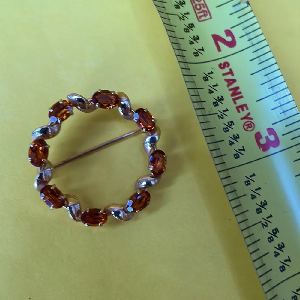 Antique 14k gold brooch with genuine orange/brown  stones